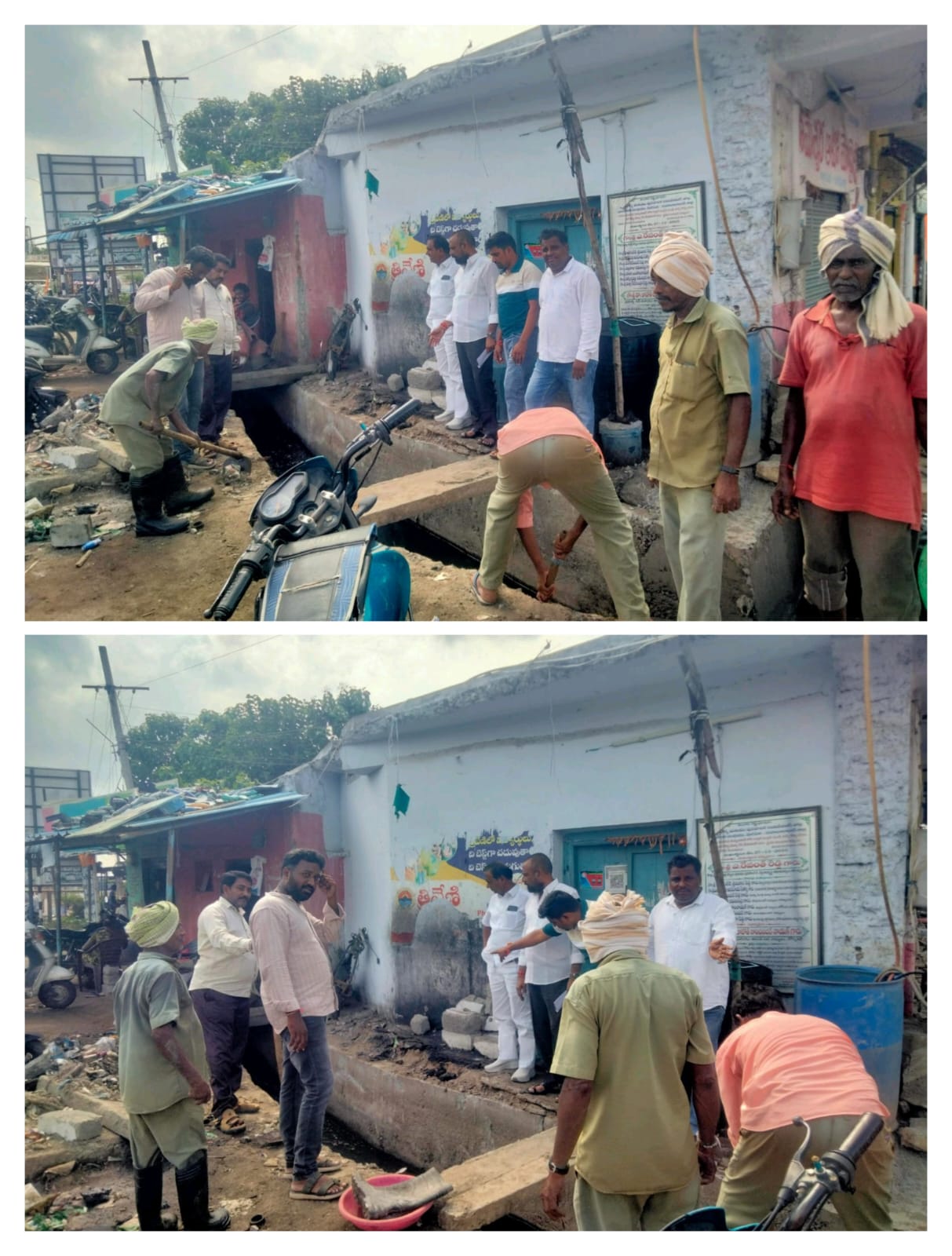 కార్గిల్ సెంటర్లో సైడ్ డ్రైనేజ్ పనుల పరిశీలించిన కార్గిల్ సెంటర్లో సైడ్ డ్రైనేజ్ పనుల పరిశీలించిన